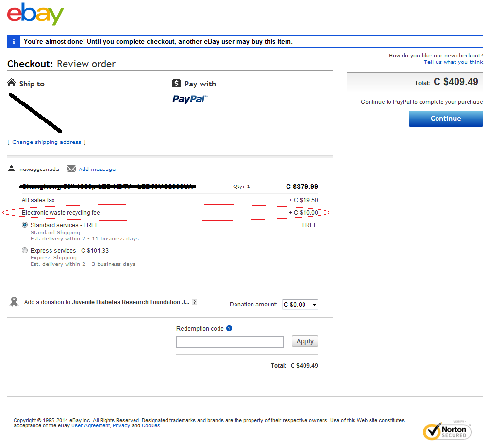 EHF/Environmental Handling Fees/Recycling Fees h... The eBay Canada