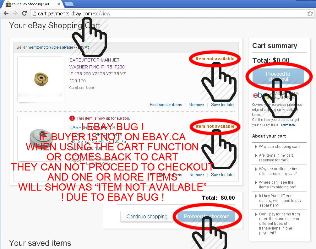 buyers saying item is unavailable when trying to p - The