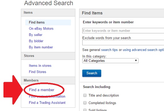 how to find an ebay member