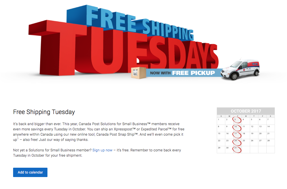 Canada Post: Free Shipping Tuesdays in OCT - The eBay ...