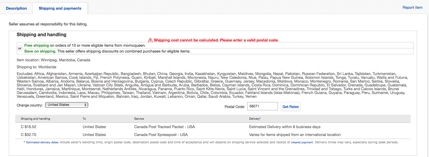 Failure to show Tracked Packet US shipping Work Ar... The eBay Canada