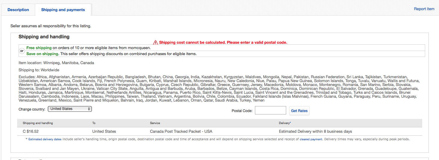 Failure to show Tracked Packet US shipping Work Ar... The eBay Canada