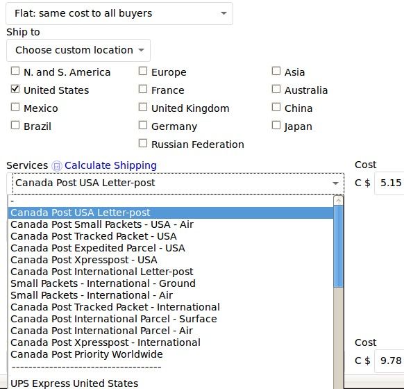 when using flate rate on ebay.CA