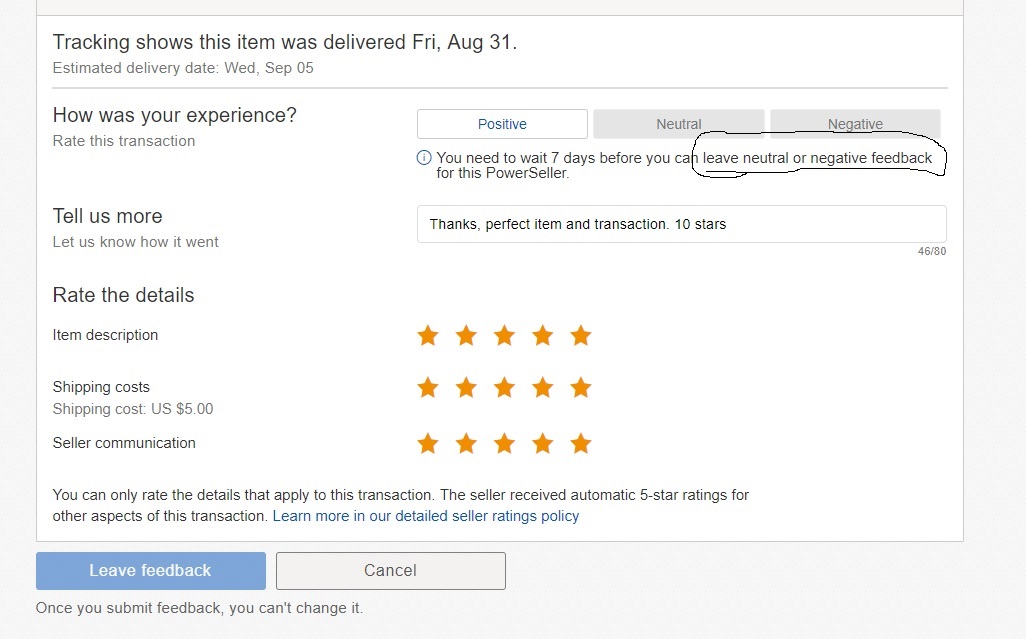 Can't Leave feedback, what gives? The eBay Canada Community