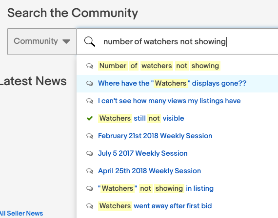 Search the Community for other threads related to Watchers and their impact