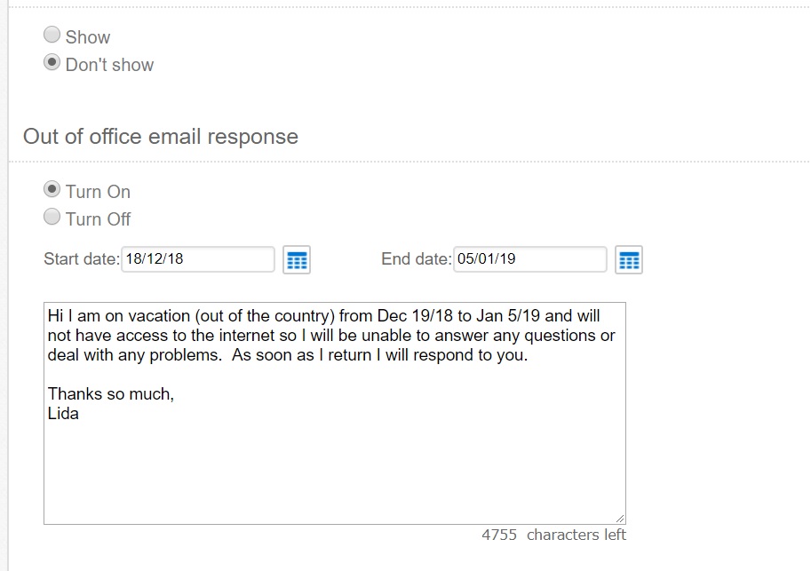 Solved Vacation settings and out of office reply. The eBay Canada Community