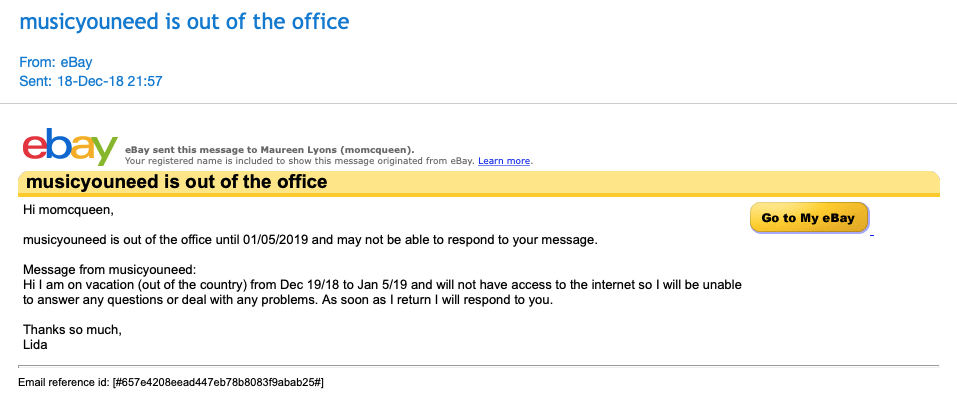 Solved Vacation Settings And Out Of Office Reply The Ebay Canada Community