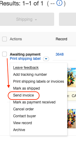 Find your Sold and Unpaid item in Seller Hub under Awaiting Payment